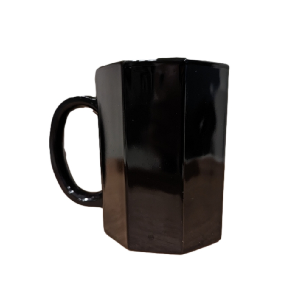Set Of Four 1980s Black Arcoroc Octime Glass Mugs